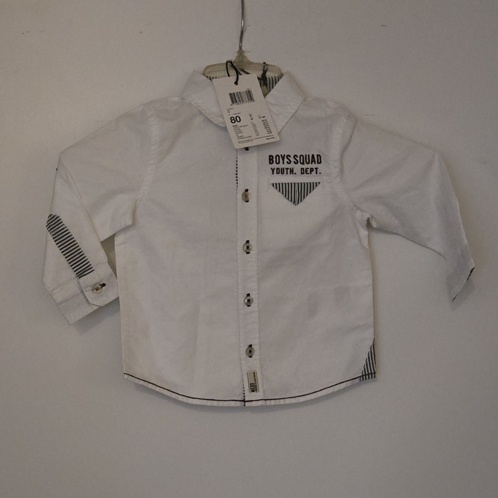 NWT - Vintage Mexx Baby Button-down Collared Shirt - White w/Black details